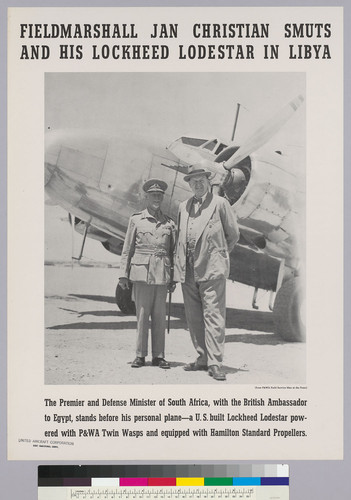 FieldMarshall Jan Christian Smuts and his Lockheed Lodestar in Libya