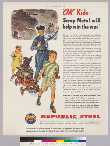 "OK Kids-Scrap metal will help win the war" : Republic Steel