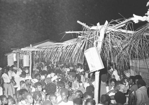 People celebrating newlyweds in the street, San Basilio del Palenque, ca. 1978