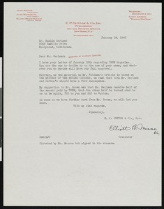 Elliot B. Macrae, letter, 1940-01-18, to Hamlin Garland