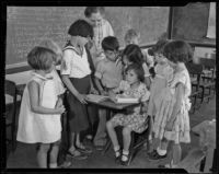 School children write a letter to kidnapper of June Robles, Tucson, 1934