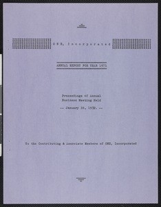 ONE, Inc. annual report (1971)