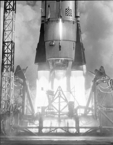 Atlas 4B Details: Atlas 4B Launch; View from Ramp at Blastoff Date: 08/02/1958