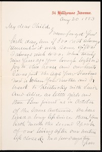 Benjamin Silliman II, letter, 1883 Aug. 20, to Mabel M. Kelly (née Silliman)