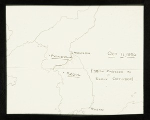 North-South boundaries in Korea approach the original borders by October 1950 (map)