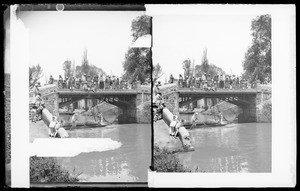 Stereograph of the bridge of Ixtacaleo (Iztacalco), near Mexico City, Mexico, ca.1905