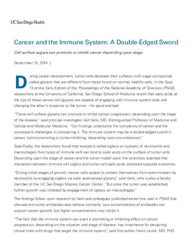 Cancer and the Immune System: A Double-Edged Sword