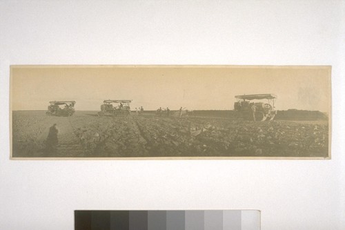 Yolo County - District 108 - 1915. Ditcher being pulled by two Caterpillars - sometimes 3 or 4 Cats. hooked to this ditcher
