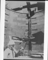 Construction of two large tank structures at Mohave Generating Station with large propellers around and central shaft in the center