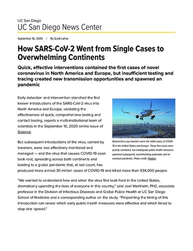 How SARS-CoV-2 Went from Single Cases to Overwhelming Continents
