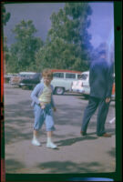 Debbie West in the parking lot at Knott's Berry Farm, Buena park, 1957
