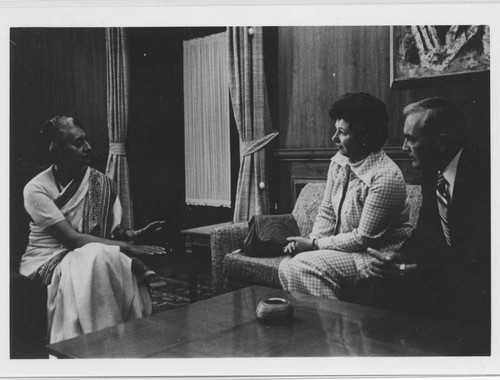 Dr. and Mrs. James Cleary with Indira Gandhi, 1977