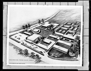 Drawing of an aerial view of Westchester Junior High School