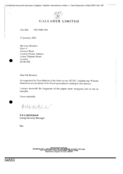 [Letter from PRG Redshaw to Gary Bracken regarding witness statement and Printout of the Excel Spreadsheet relating to Sean Brabon's Seizure]