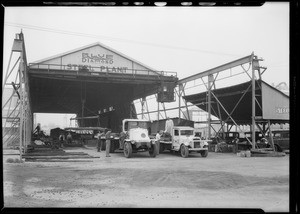 Steel plant and trucks, Blue Diamond Co., Southern California, 1931