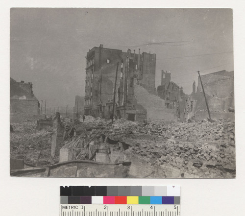 [Ruins near Poodle Dog restaurant at Eddy and Mason Sts., center.]