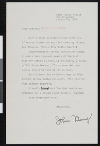 John Daniel Barry, letter, 1939-08-24, to Hamlin Garland