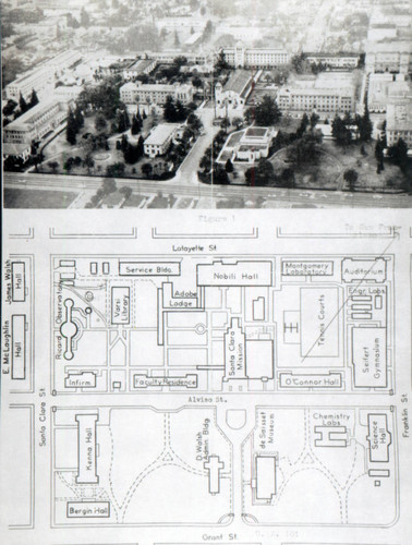 Map and Photograph of Campus, 1950s