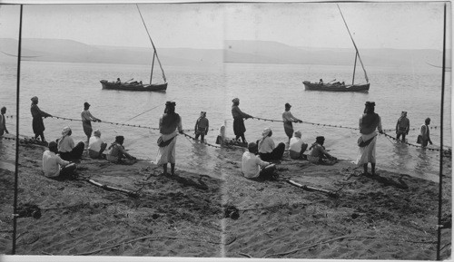 Fishing in the Sea of Galilee, Palestine