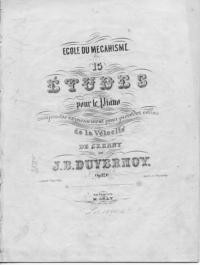École du mécanisme : 15 études, book I /J. B. Duvernoy, op. 120