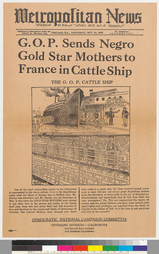 G. O. P. sends Gold Star Mothers to France in cattle ship