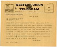 Telegram from Julia Morgan to William Randolph Hearst, June 25, 1924