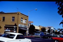 Downtown Sebastopol looking north on North Main and Highway 12 in 1976