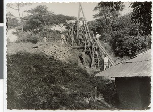 Reconstruction of the wooden framework of the water pipe of a mill, Ayra, Ethiopia, 1939