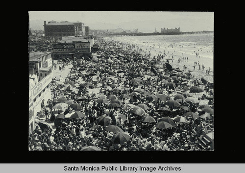 Along the beach from Strand Street to the Santa Monica Pier (reversed image)