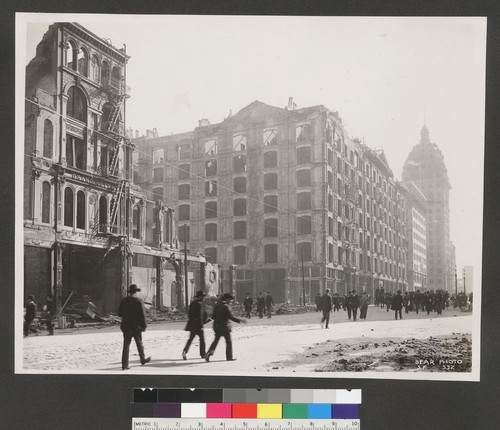 [Market St. Looking southwest from near Second St. toward Palace Hotel (center), and Call Building (right).]