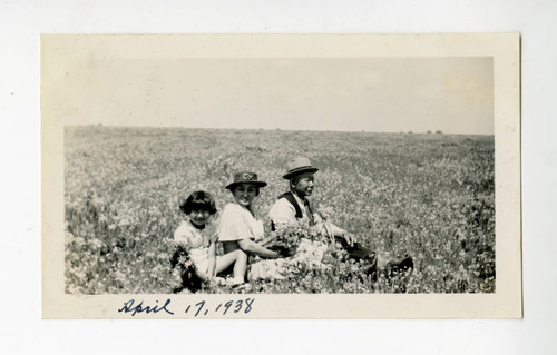 Tanjiro, Kiku, and Joyce Teruko in flower fields
