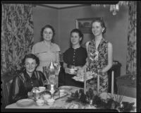 Ruth Ellen Porter, Yvonne Ramus, Lucile Dixson, and Gretchen Wellman at the annual holiday party for the Hollywood Women's Club Juniors, 1936