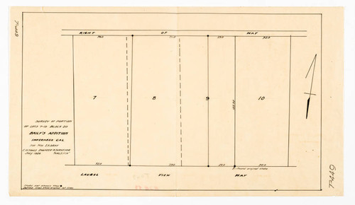 Survey of portion of lots 7-10, block 20, for Miss E. A. Gray [Laurel View Way]