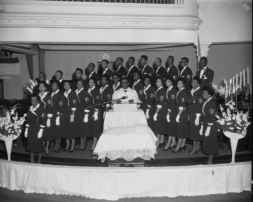 Ward A.M.E. Church choir group portrait, Los Angeles, 1957
