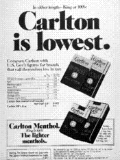 In either length--King or 100's: Carlton is lowest