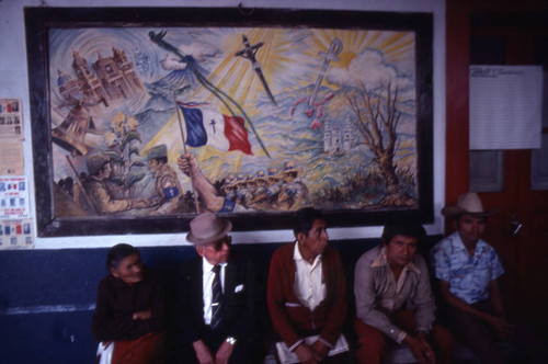 A painting and a group of people, Guatemala City, 1982
