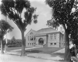 Exterior view of Carnegie Library, a public library in Santa Cruz, later the Eastside Library, ca.1900