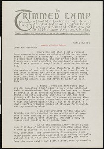 Howard Vincent O'Brien, letter, 1914-04-03, to Hamlin Garland