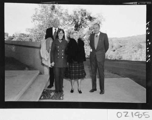 Paul Scherer, Mary Sandage, Margaret Hale Scherer and Allan Sandage outside the Oscar G. Mayer memorial building, Palomar Observatory