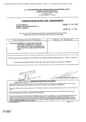 [Certificate of Deposit from Banque Libano-Francaise SAL to L Atteshlis Bonded Stores Ltd for 800 Cases of Sovereign Classic Gold cigarettes]