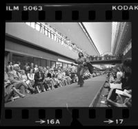 Fashion show at Pacific Design Center, Harriet Selwyn design shown, Los Angeles, Calif., 1976