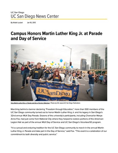 Campus Honors Martin Luther King Jr. at Parade and Day of Service