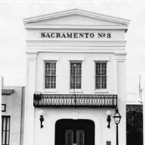 Photograph of Sacramento Engine Company Number 3 Building in Old Sacramento, after restoration