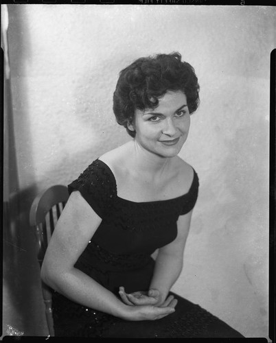 Patricia Brown, cast member in opera The Marriage of Figaro, Santa Monica, 1958