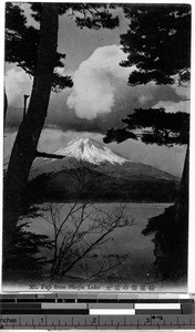 Mount Fuji from Shojin lake, Japan, ca. 1920-1940