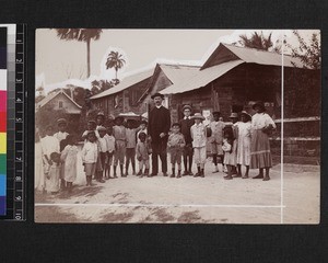 Misisonary with children, Trinidad, ca. 1914