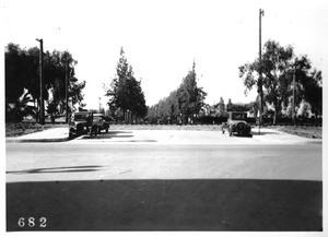View looking north on Camden Drive, Beverly Hills, across Santa Monica and P.E. tracks, Los Angeles County, 1927