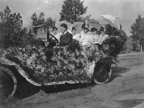 Anaheim Carnival, Decorated Automobile. [graphic]