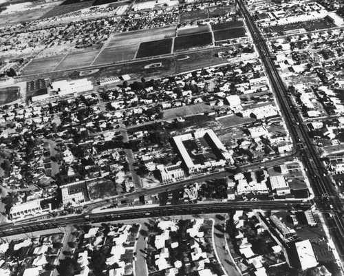 Aerial View of Anaheim, Intersection of Lincoln and State College Avenues. [graphic]