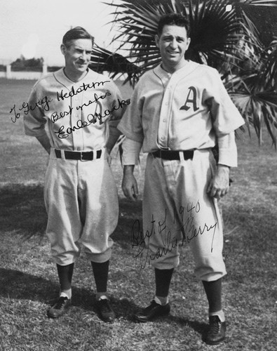 Earle Mack and Charlie Berry, Coaches with the Philadelphia Athletics. [graphic]